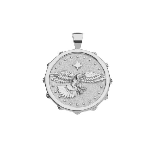 JW PROTECT EAGLE ORIGINAL PENDANT COIN  SILVER- 16"-18" ROLO CHAIN