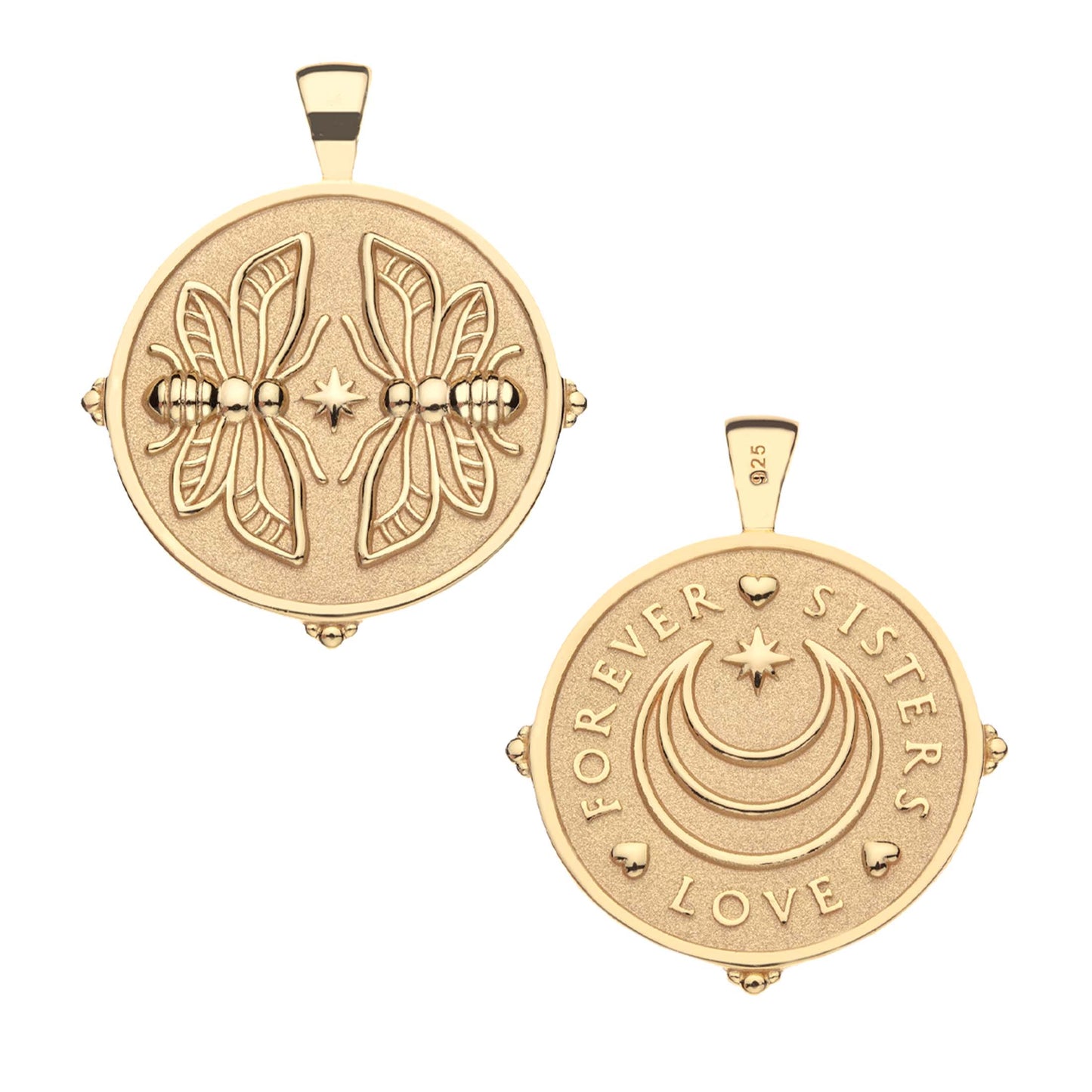 JW ORIGINAL PENDANT COIN W/ROLO CHAIN - SISTERS - GOLD