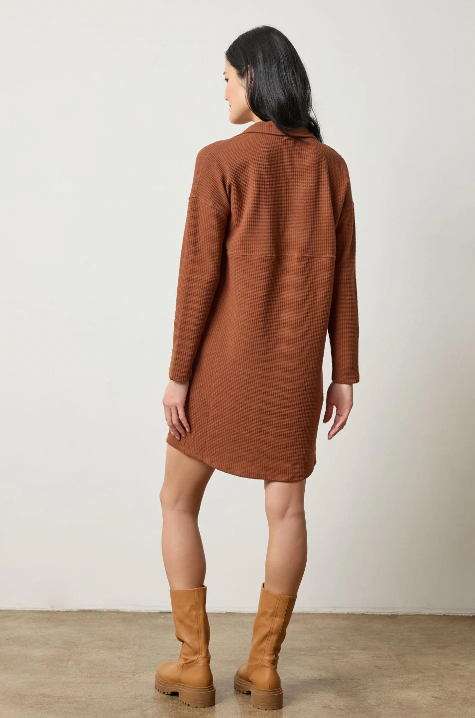 SPLIT NECK COLLARED DRESS