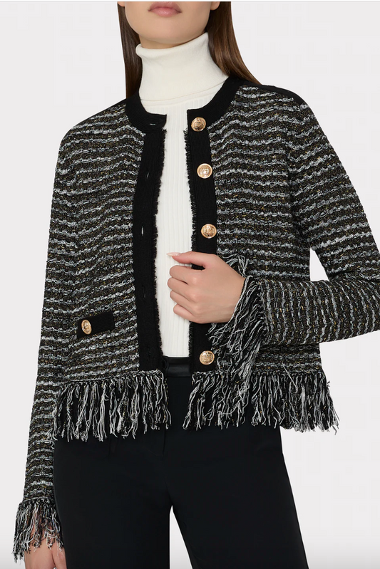 TEXTURED FRINGE CARDIGAN JACKET