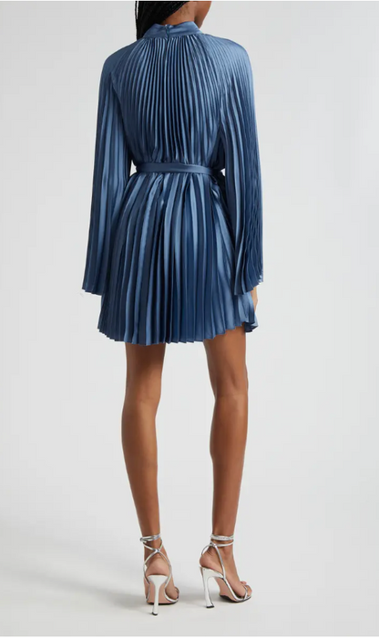 NANDI MOCK NECK PLEATED DRESS