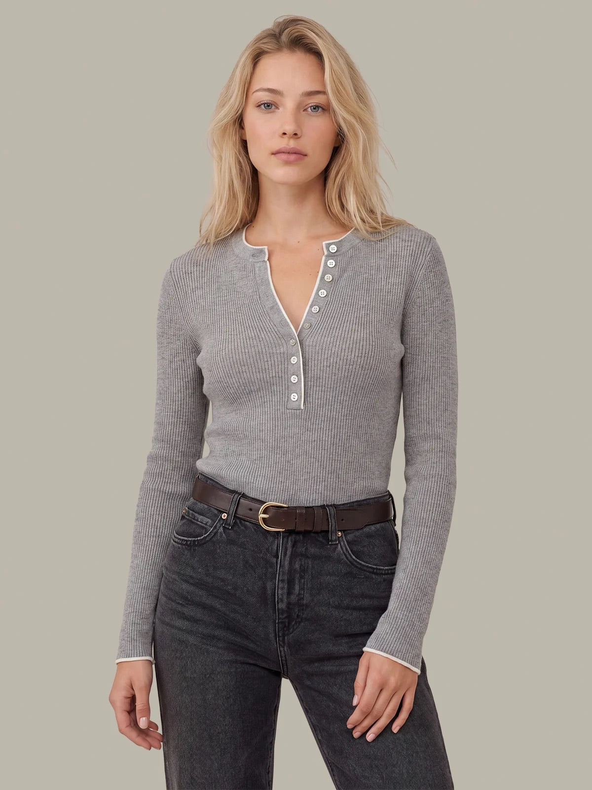 EMMELINE RIB LAYERED HENLEY