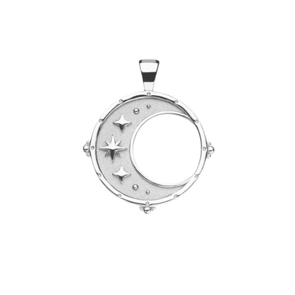 JW FOREVER MOON AND BACK PENDANT SILVER COIN 16-18" ROLO CHAIN