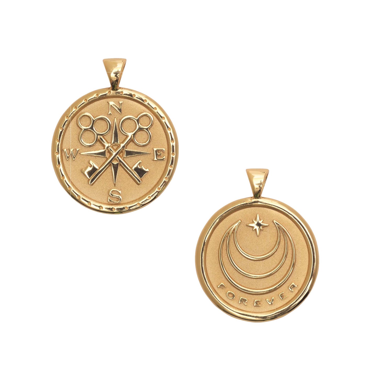 JW SMALL PENDANT COIN W/ ROLO CHAIN - FOREVER - GOLD