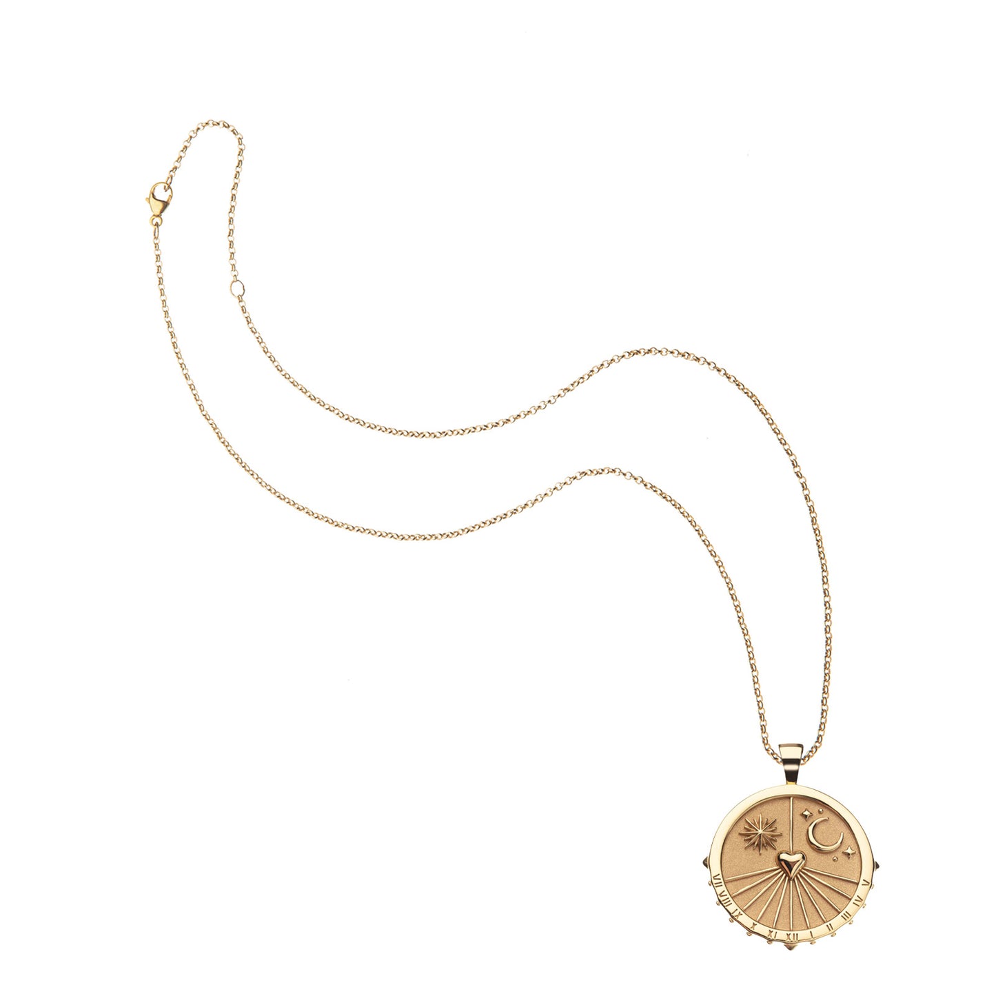 JW FOREVER SUNDIAL PENDANT COIN 16-18: CLASSIC ROLO CHAIN