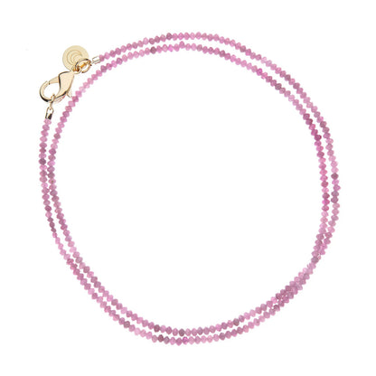 JW DOUBLE WRAP DIAMOND CUT BEADED NECKLACE IN PINK TOURMALINE