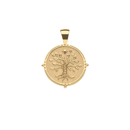 JW SMALL PENDANT COIN W/ ROLO CHAIN - FAITH - GOLD