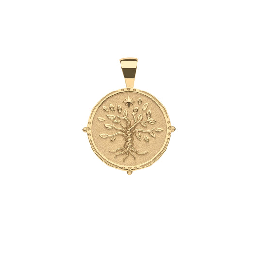 JW SMALL PENDANT COIN W/ ROLO CHAIN - FAITH - GOLD