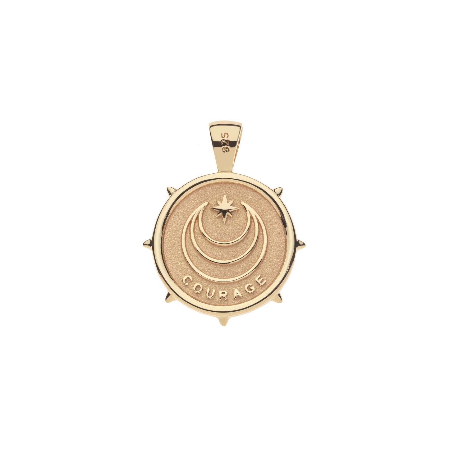 JW SMALL PENDANT COIN W/ ROLO CHAIN - COURAGE - GOLD