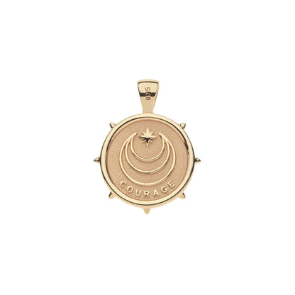 JW SMALL PENDANT COIN W/ ROLO CHAIN - COURAGE - GOLD
