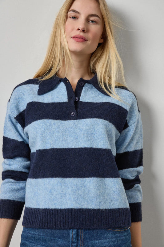 STRIPED POLO SWEATER