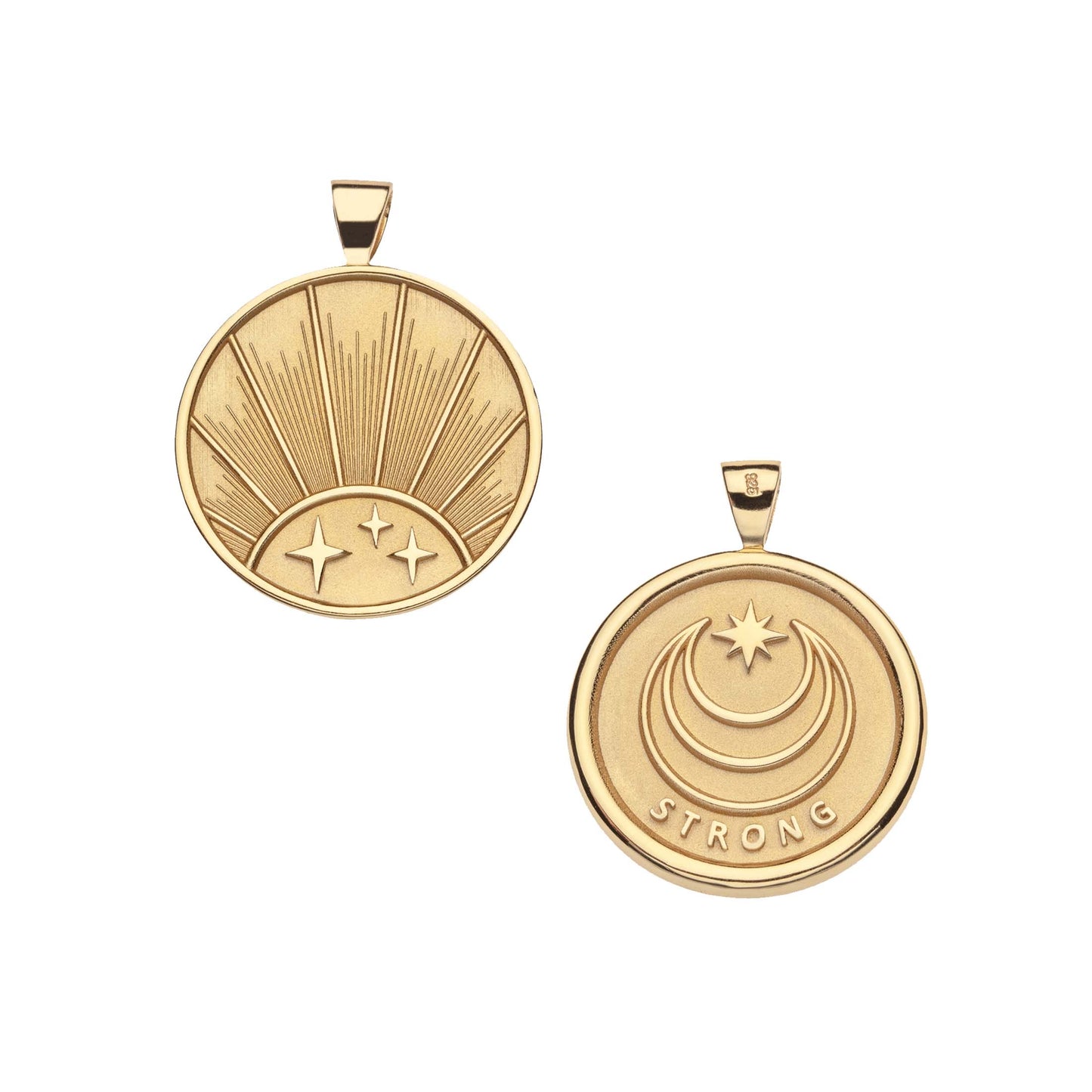 JW SMALL PENDANT COIN W/ ROLO CHAIN - STRONG (RISING SUN) - GOLD