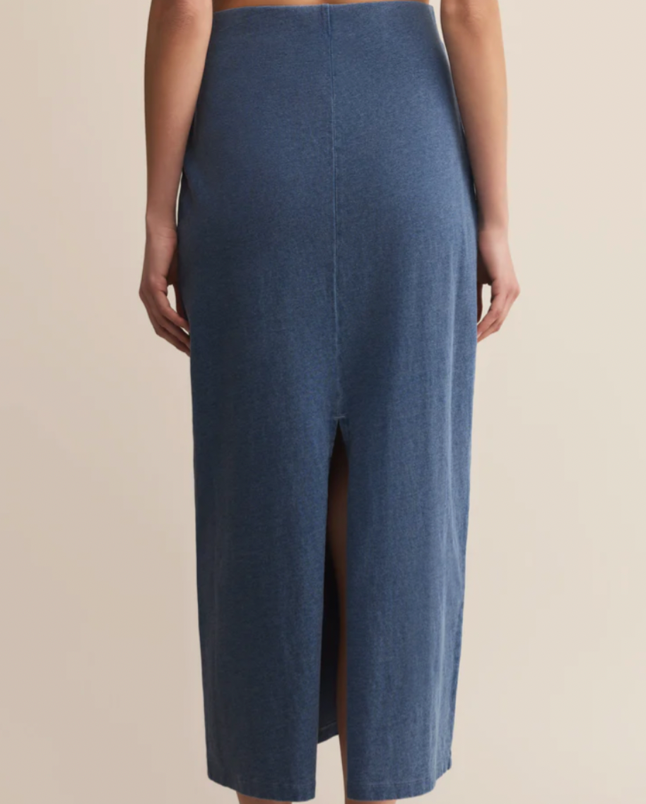 GAIL JERSEY DENIM MIDI SKIRT