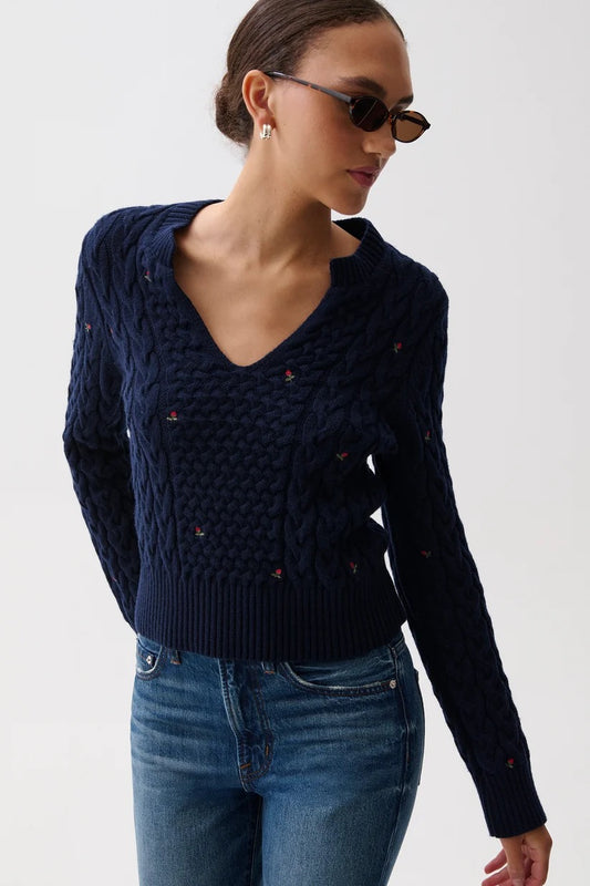 SHANA CABLE EMBRIODERED SWEATER