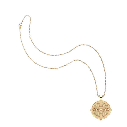 JW ORIGINAL PENDANT COIN W/ROLO CHAIN - SISTERS - GOLD