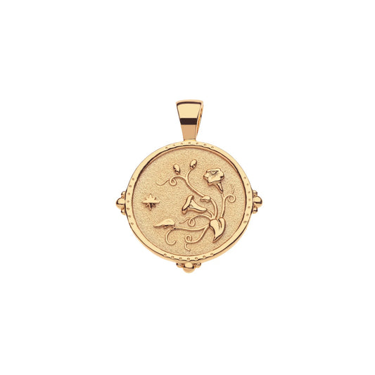 JW SMALL PENDANT COIN W/ ROLO CHAIN - GRACE - GOLD