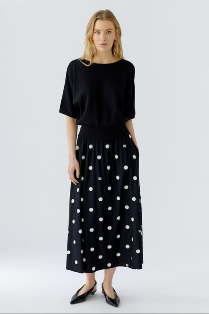 OUI BLACK & OFF WHITE LONG SKIRT