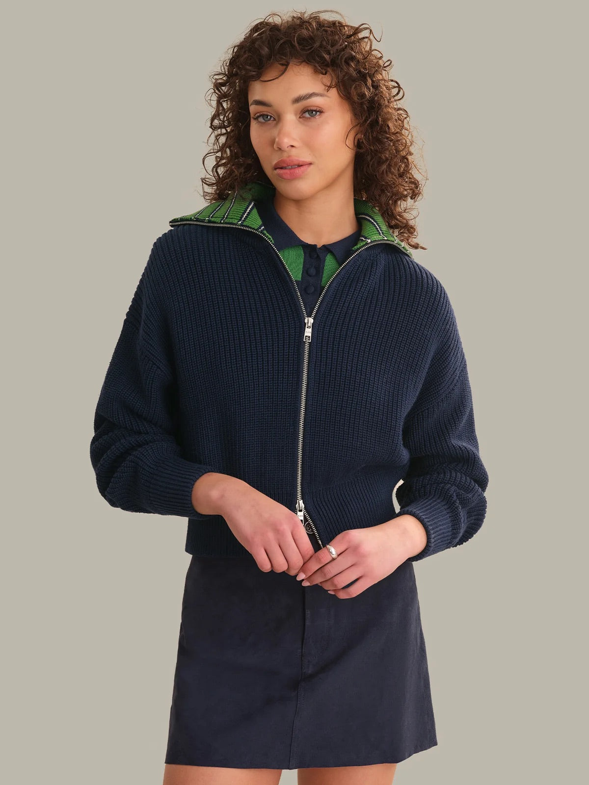 ANTONIA ZIP JACKET WITH INTERNAL STRIPE