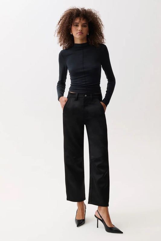 Black sateen pants from PISTOLA