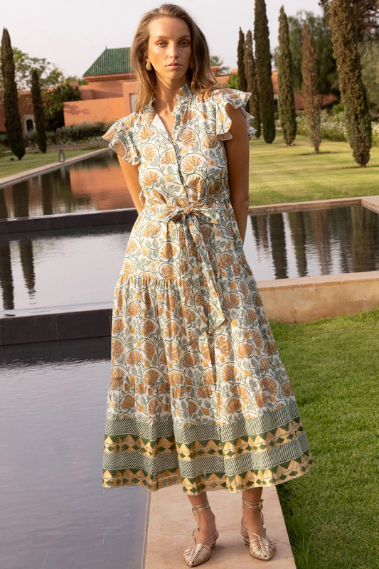 RUFFLE COLLAR BUTTON MAXI 26