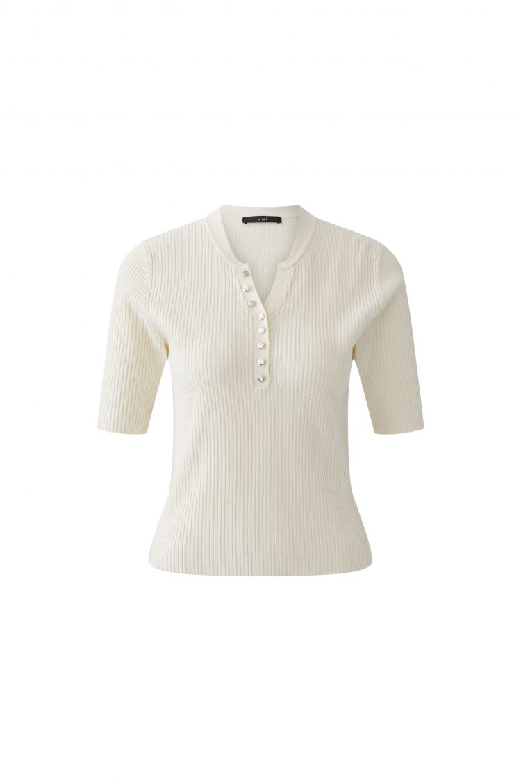 OUI OFF WHITE S/S HENLEY PULLOVER