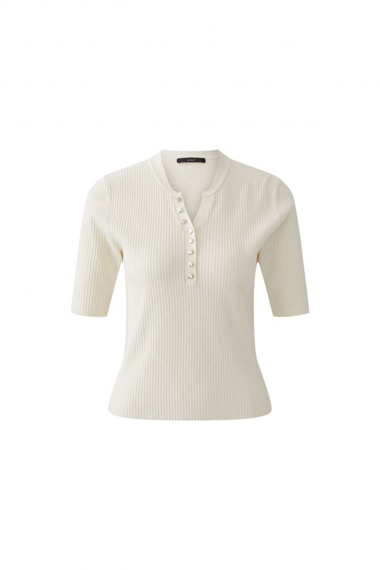 OUI OFF WHITE S/S HENLEY PULLOVER