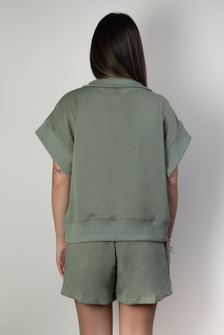 TERRY SHORTS W/ ZIP MOCKNECK SET