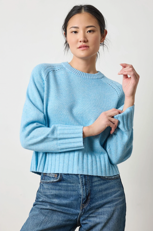 SADDLE SLEEVE CREWNECK SWEATER