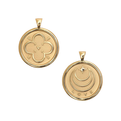 JW SMALL PENDANT COIN W/ ROLO CHAIN - LOVE - GOLD