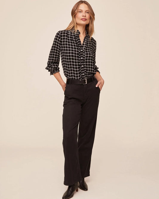 BUTTON DOWN SHIRT WITH RUFFLE EDGES
