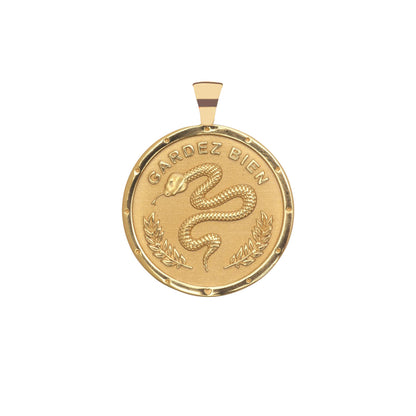 JW ORIGINAL PENDANT COIN W/ROLO CHAIN - PROTECT - GOLD
