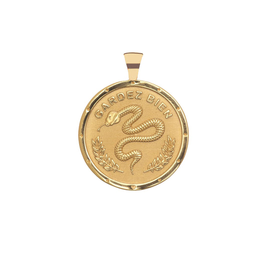 JW ORIGINAL PENDANT COIN W/ROLO CHAIN - PROTECT - GOLD