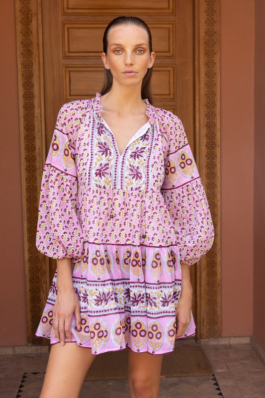 BALLOON SLEEVE SHORT DRESS