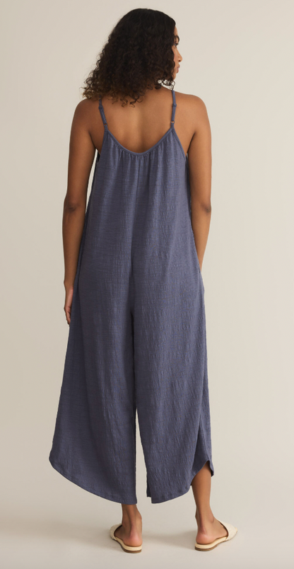 TEXTURED FLARED JUMPSUIT