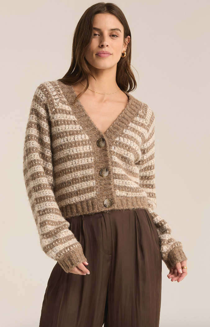 ESTE METALLIC STRIPE CARDIGAN