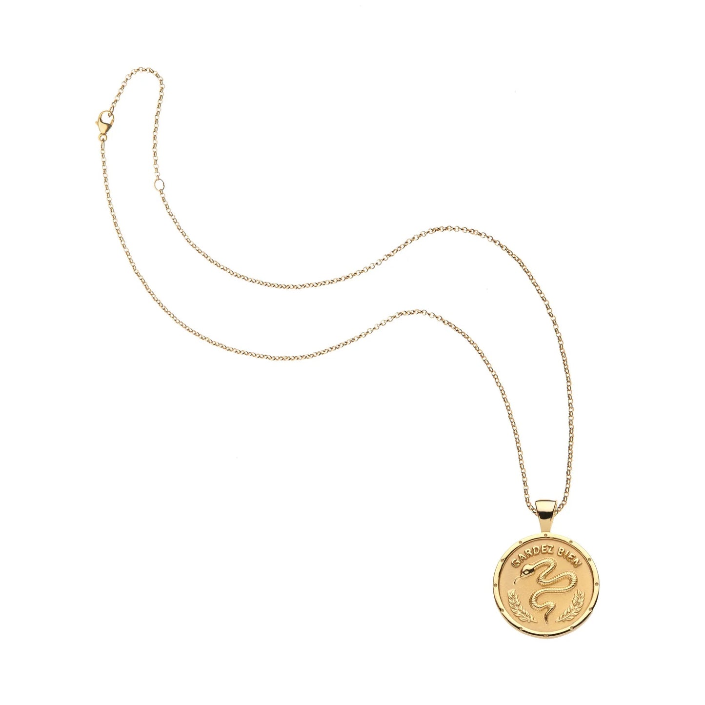 JW SMALL PENDANT COIN W/ ROLO CHAIN - PROTECT - GOLD