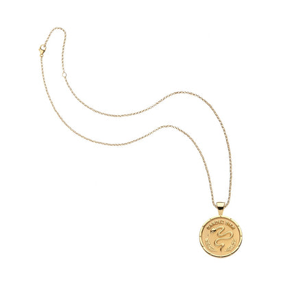 JW SMALL PENDANT COIN W/ ROLO CHAIN - PROTECT - GOLD