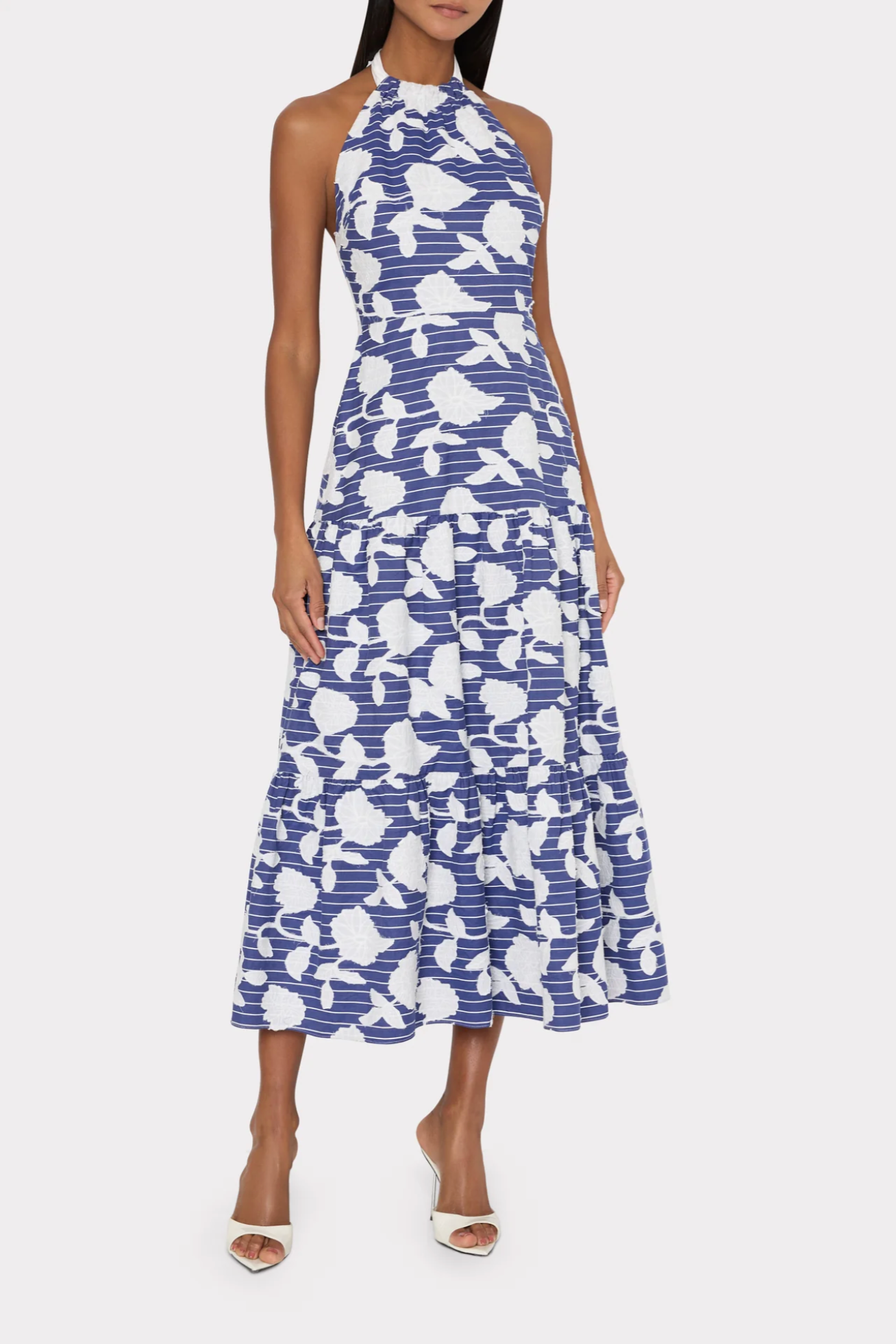 HAYDEN FLORAL EMBROIDERED MIDI DRESS