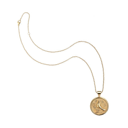 JW SMALL PENDANT COIN W/ ROLO CHAIN - PEACE - GOLD
