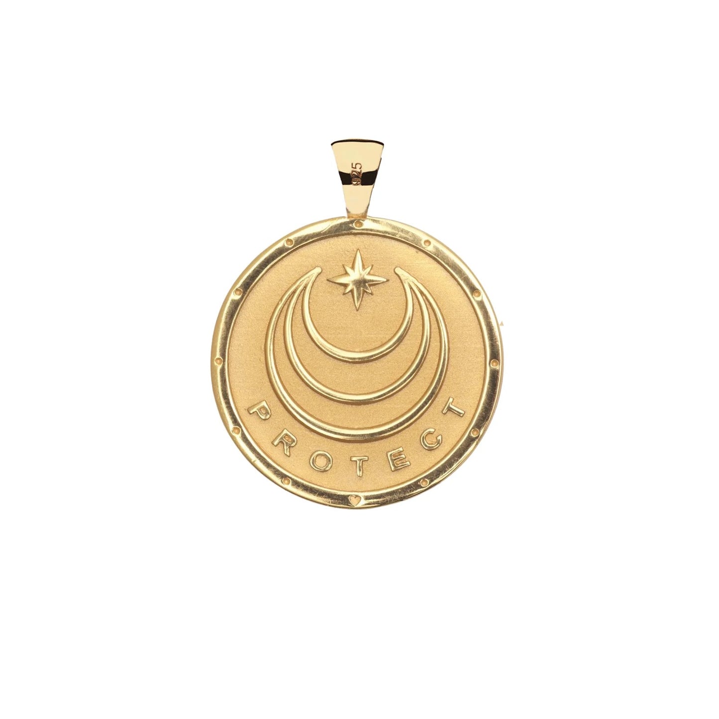 JW ORIGINAL PENDANT COIN W/ROLO CHAIN - PROTECT - GOLD