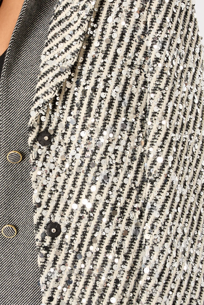 WANDA SEQUIN STRIPE COAT