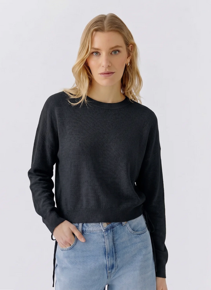 OUI PULLOVER L/S BLACK SWEATER