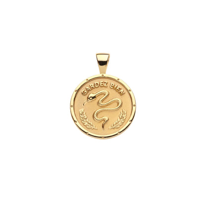JW SMALL PENDANT COIN W/ ROLO CHAIN - PROTECT - GOLD
