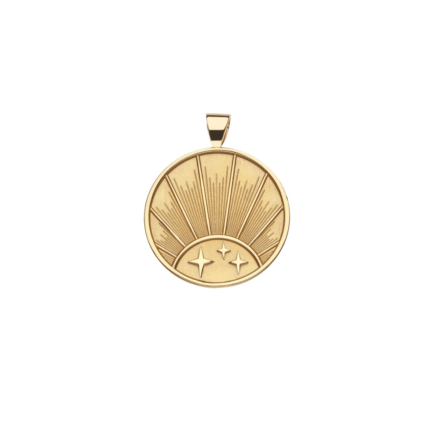 JW SMALL PENDANT COIN W/ ROLO CHAIN - STRONG (RISING SUN) - GOLD