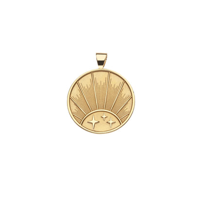 JW SMALL PENDANT COIN W/ ROLO CHAIN - STRONG (RISING SUN) - GOLD