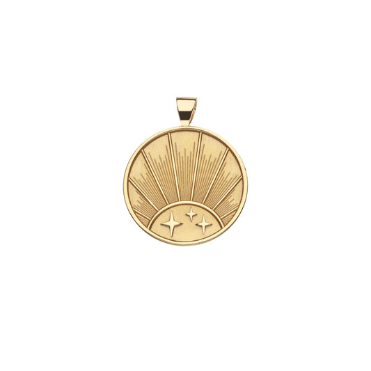 JW SMALL PENDANT COIN W/ ROLO CHAIN - STRONG (RISING SUN) - GOLD