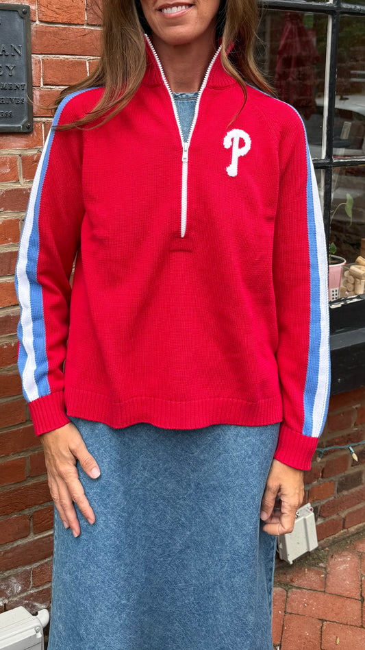 PHILLIES 1/2 ZIP SWEATER