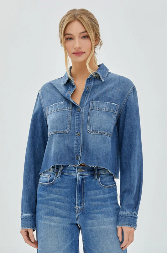 CROPPED DENIM SHIRT