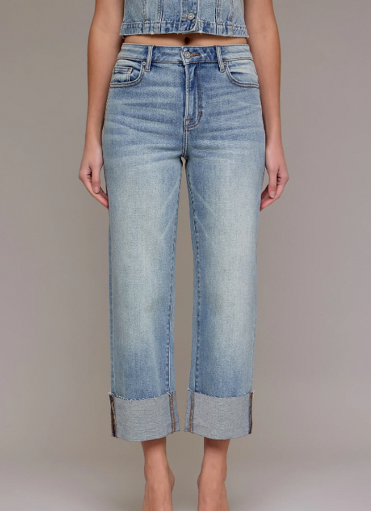 ELLA HIGH RISE WIDE STRAIGHT W/ CUFF