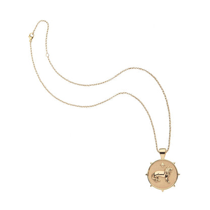 JW SMALL PENDANT COIN W/ ROLO CHAIN - COURAGE - GOLD